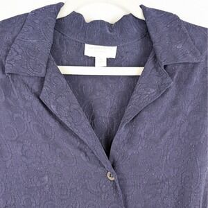 Vintage Liz Claiborne Paisley Button Shirt Womens Long Sleeve Navy Romantic Goth